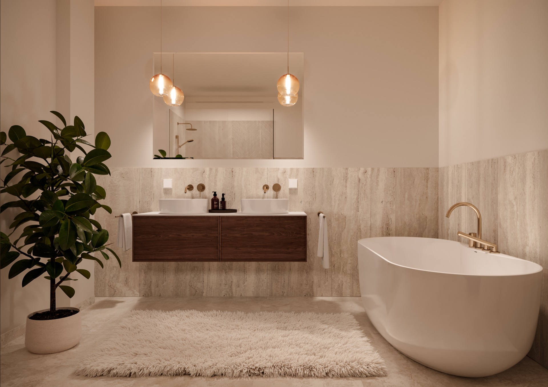 Bad mit freistehender Wanne
